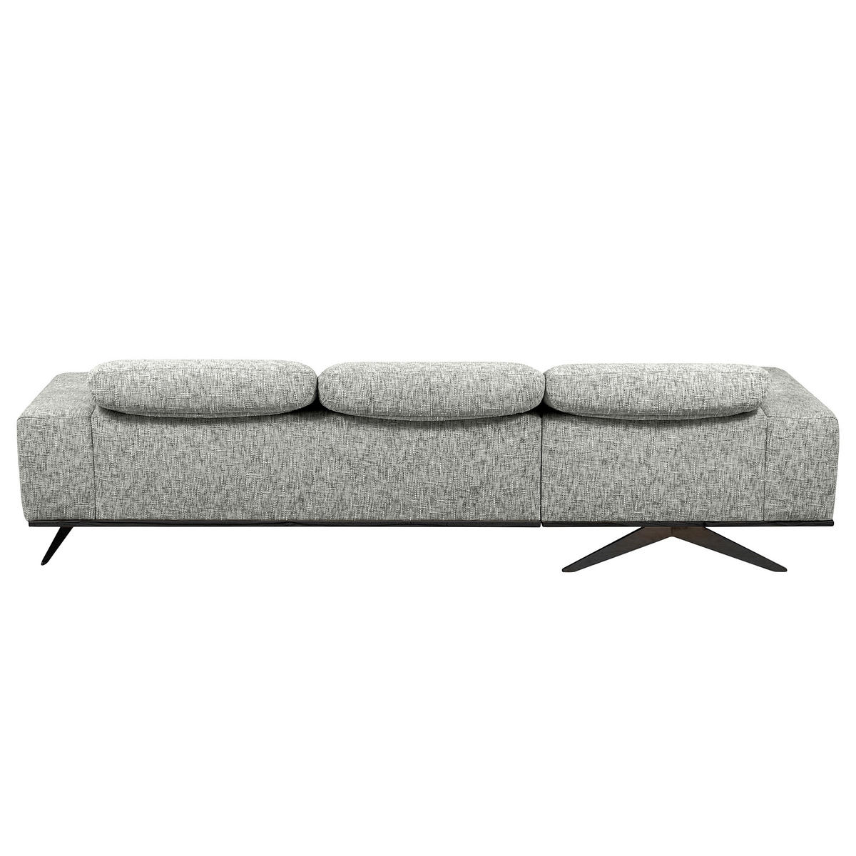 ECKSOFA PORTLAND in Struktur Grau Kopfteilverstellung  187/295 cm  - Schwarz/Grau, Design, Holz/Textil (187/295cm) - Livetastic
