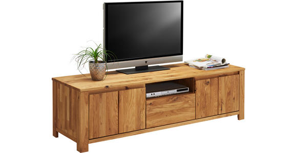 TV-ELEMENT Wildeiche, Kerneiche massiv Eichefarben - Eichefarben, KONVENTIONELL, Holz (165,1/47,5/47cm) - Linea Natura