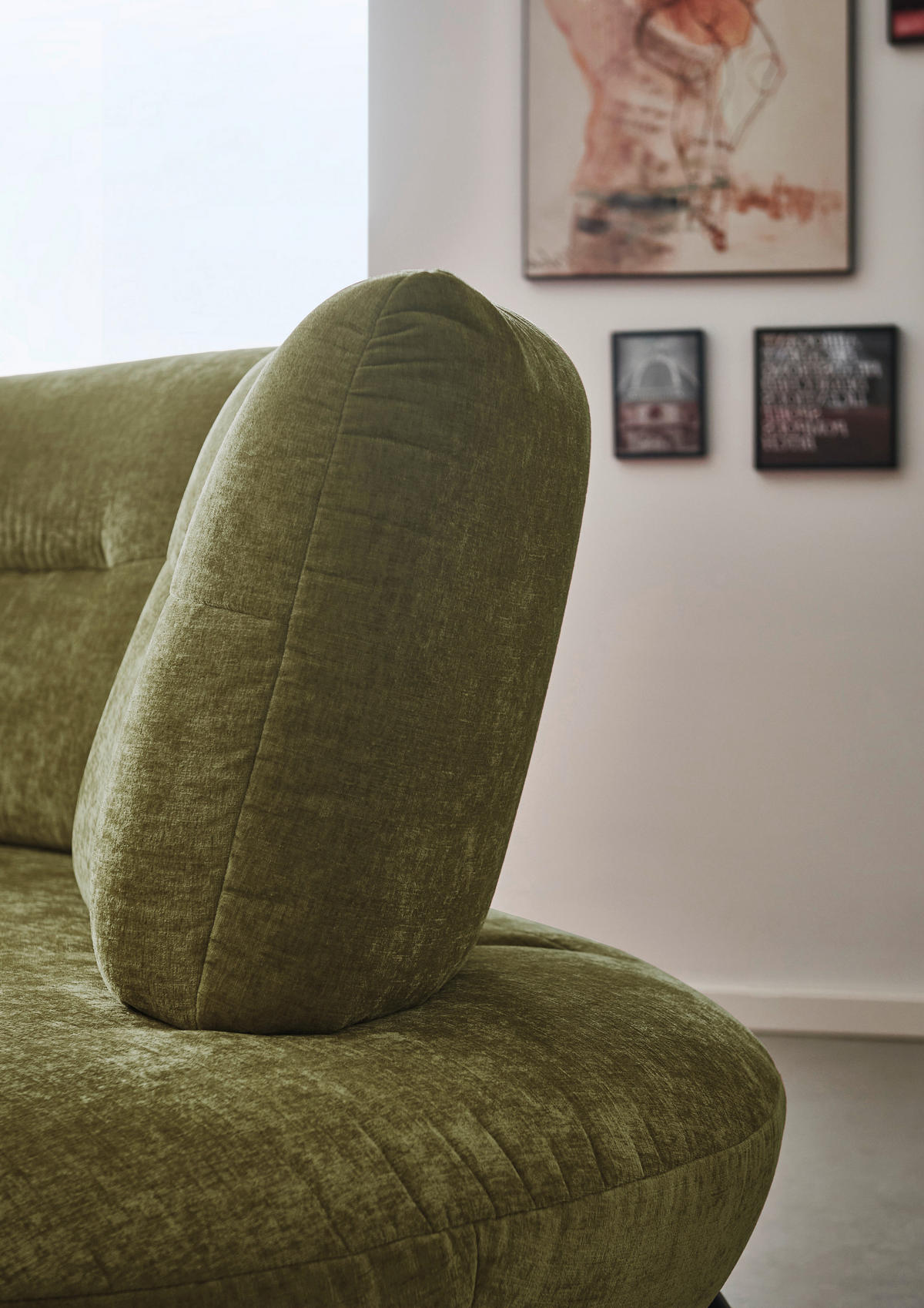 BIGSOFA Flachgewebe Olivgrün  - Schwarz/Olivgrün, Design, Textil/Metall (456/93/138cm) - Moderano