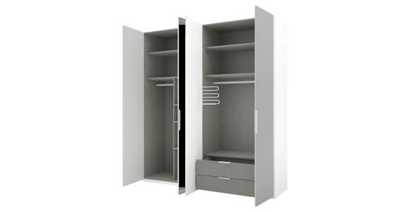 DREHTÜRENSCHRANK 200/223/62 cm 4-türig Grau, Weiß - Alufarben/Weiß, KONVENTIONELL, Glas/Holzwerkstoff (200/223/62cm) - Novel