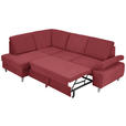 ECKSOFA in Flachgewebe Rot  - Silberfarben/Rot, KONVENTIONELL, Holz/Textil (186/255cm) - Cantus