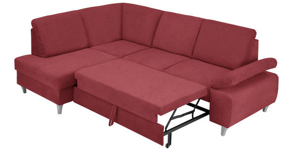 ECKSOFA in Flachgewebe Rot  - Silberfarben/Rot, KONVENTIONELL, Holz/Textil (186/255cm) - Cantus