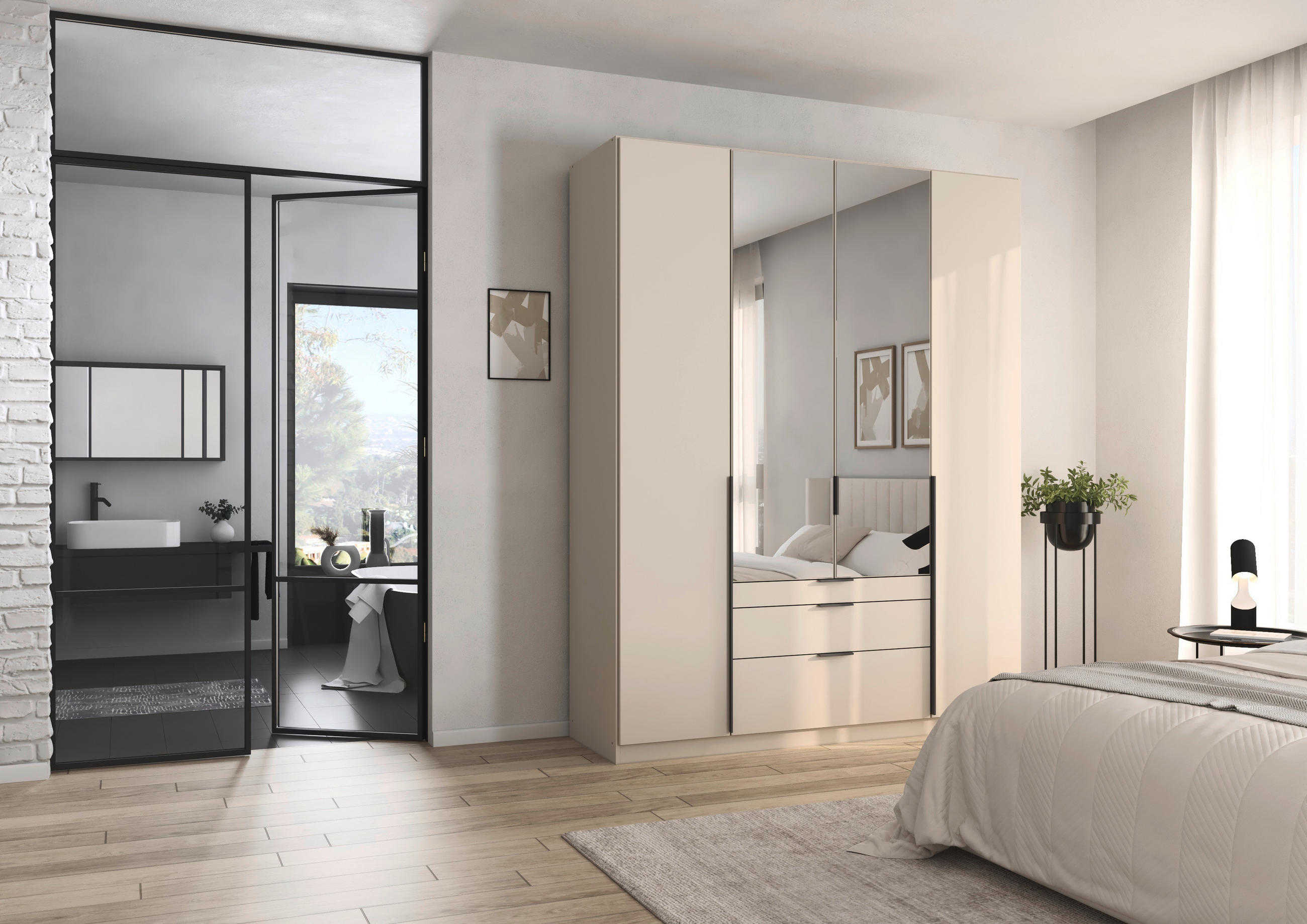 Thumbnail - Rauch Möbel Drehtürenschrank Rauch Alabama, Silber, Champagner, Metall, 6 Fächer, 3 Schublade(n) Schubladen, 181x229x54 ...