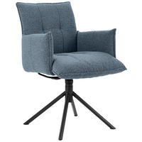 ARMLEHNSTUHL  in Flachgewebe  - Blau/Schwarz, Design, Textil/Metall (57/86/65cm) - Valnatura