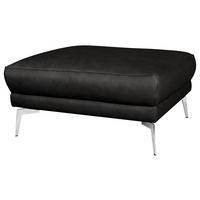 HOCKER SPRING Echtleder Schwarz, Chromfarben  - Chromfarben/Schwarz, Design, Leder/Metall (96/45/80cm) - P & B