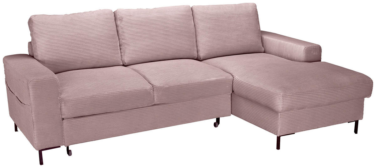 ECKSOFA Altrosa  - Schwarz/Altrosa, KONVENTIONELL, Textil/Metall (240/150cm) - Carryhome