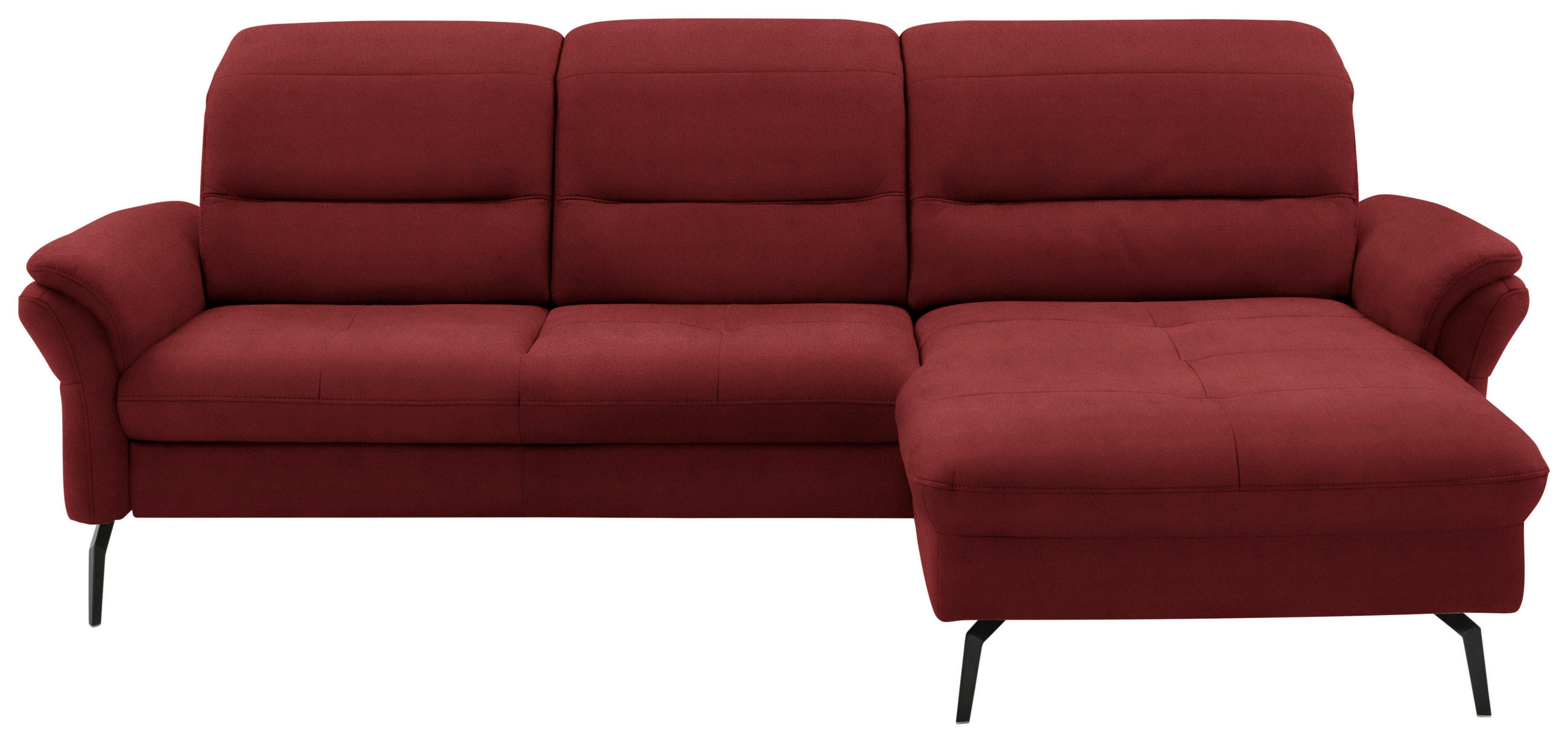ECKSOFA in Flachgewebe Rot  - Rot/Schwarz, Konventionell, Textil/Metall (260/181cm) - Beldomo Speed