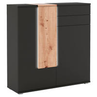 VISOKA KOMODA   120/121/39 cm   crna, hrast Artisan  - srebrne boje/hrast Artisan, Design, drvni materijal/plastika (120/121/39cm) - Livetastic