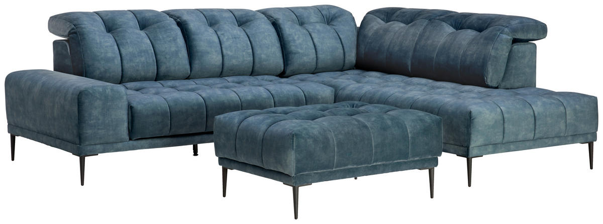 UGAONA GARNITURA plava  - crna/plava, Dizajnerski, tekstil/metal (276/226cm) - Stylife