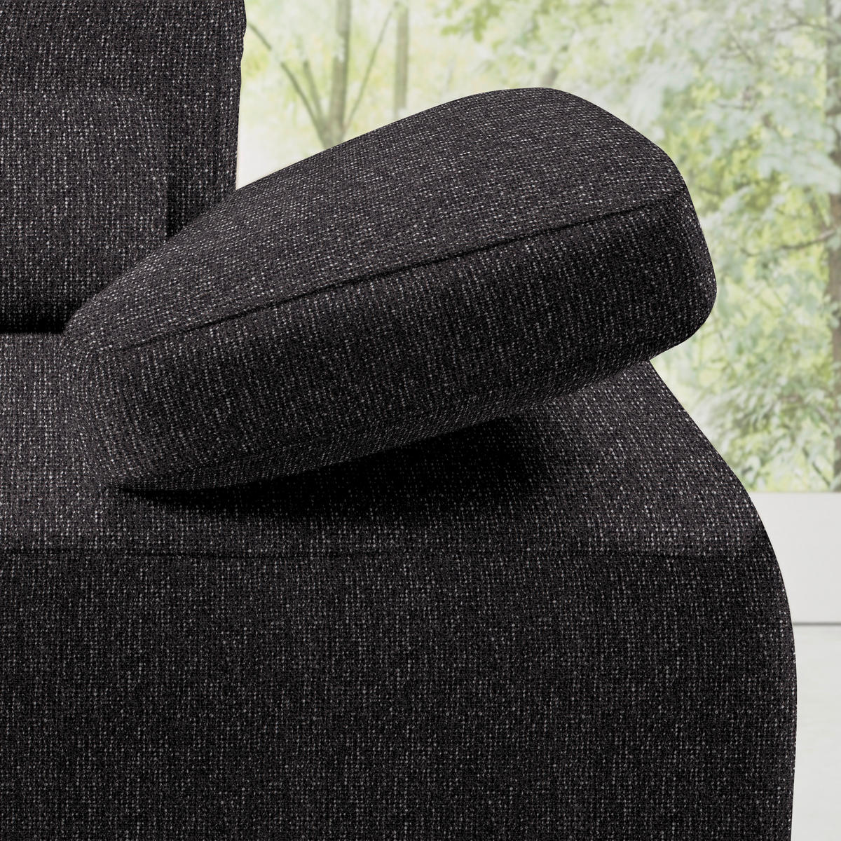 ECKSOFA in Flachgewebe Anthrazit  176/314 cm  - Anthrazit/Schwarz, Natur, Holz/Textil (176/314cm) - Valnatura