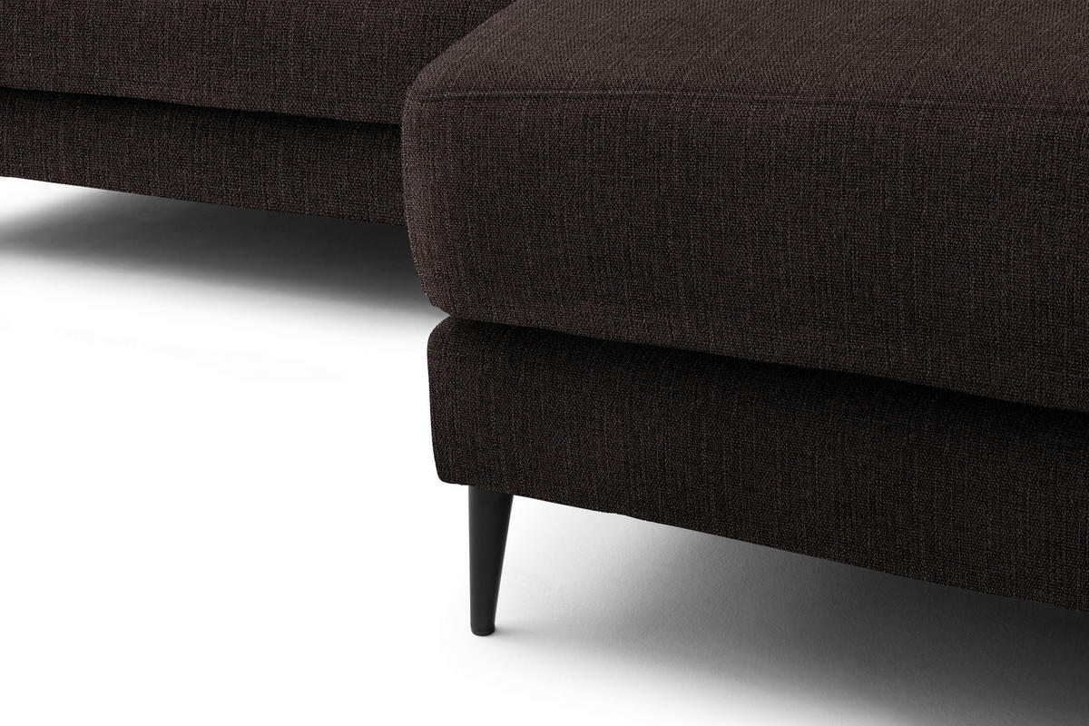 ECKSOFA in Flachgewebe Mokka  - Schwarz/Mokka, Design, Textil/Metall (253/177cm) - Dieter Knoll