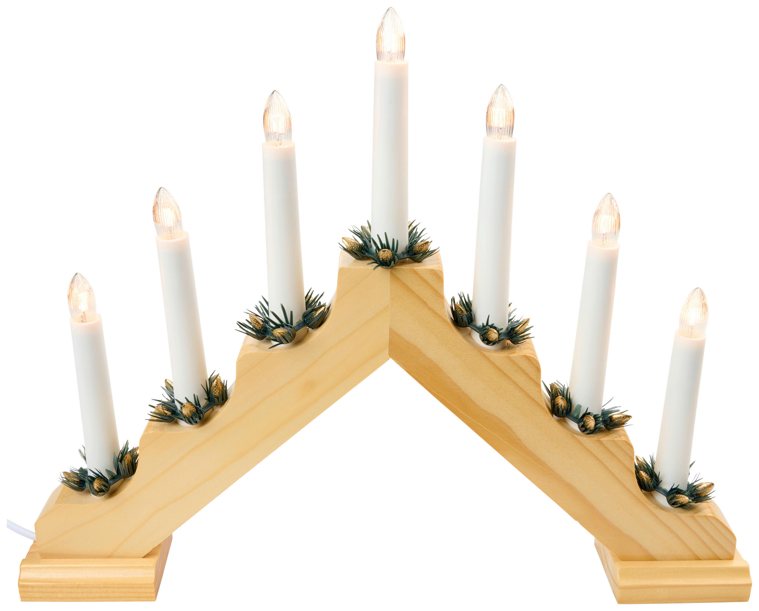 WEIHNACHTSPYRAMIDE  - Weiß/Braun, Basics, Holz/Kunststoff (4,80/39,50/32,00cm)