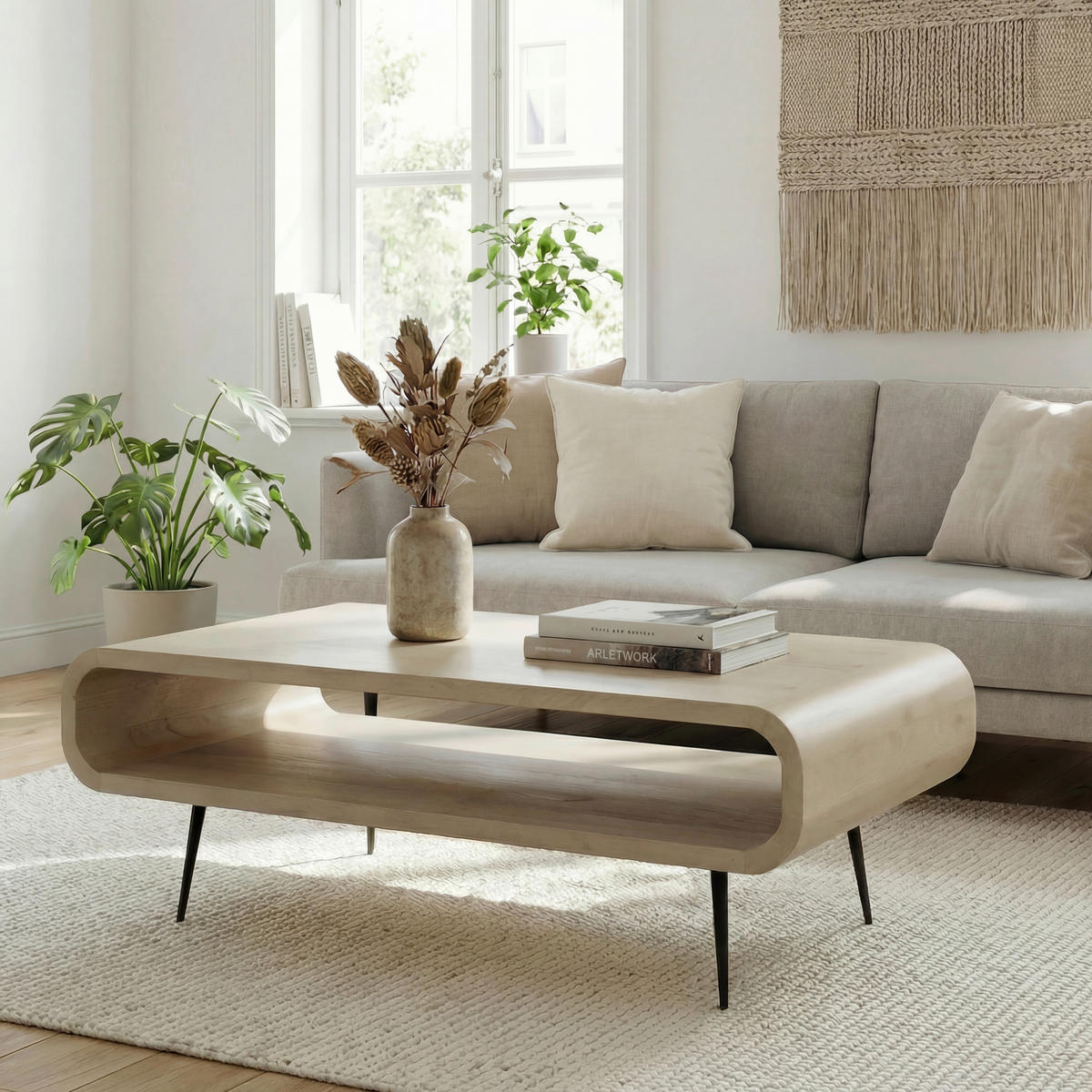 DOHÁNYZÓASZTAL fa 90/55/30 cm   - fekete/fehér, Design, fa/fém (90/55/30cm) - Livetastic