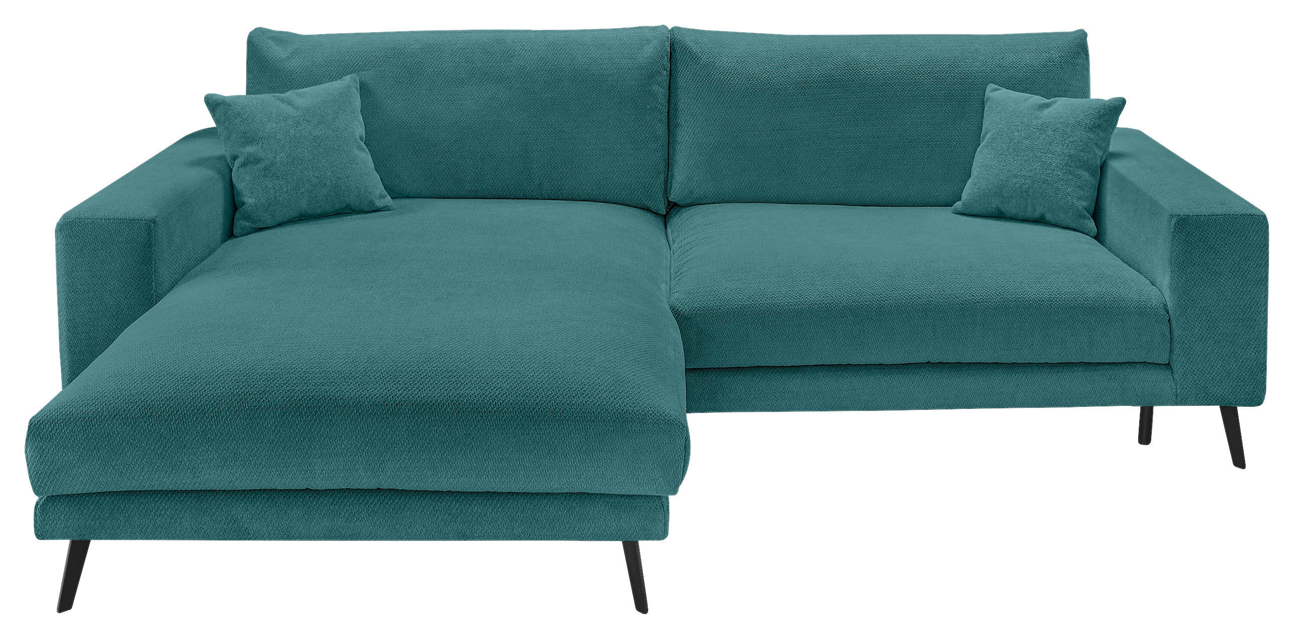 ECKSOFA Petrol Webstoff  - Petrol/Schwarz, KONVENTIONELL, Textil/Metall (196/269cm) - SetOne by Musterring