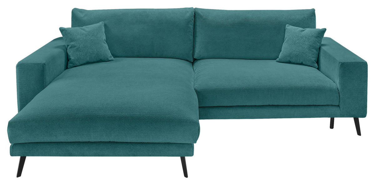 ECKSOFA Petrol Webstoff  - Petrol/Schwarz, KONVENTIONELL, Textil/Metall (196/269cm) - SetOne by Musterring