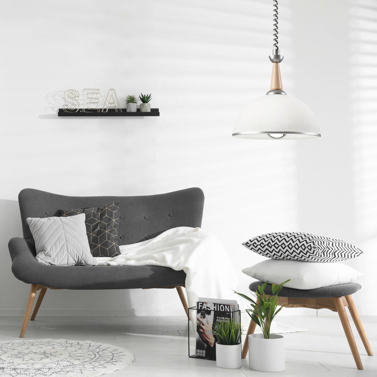 KRONLEUCHTER 30/64 cm   - Silberfarben/Buchefarben, KONVENTIONELL, Glas/Holz (30/64cm)
