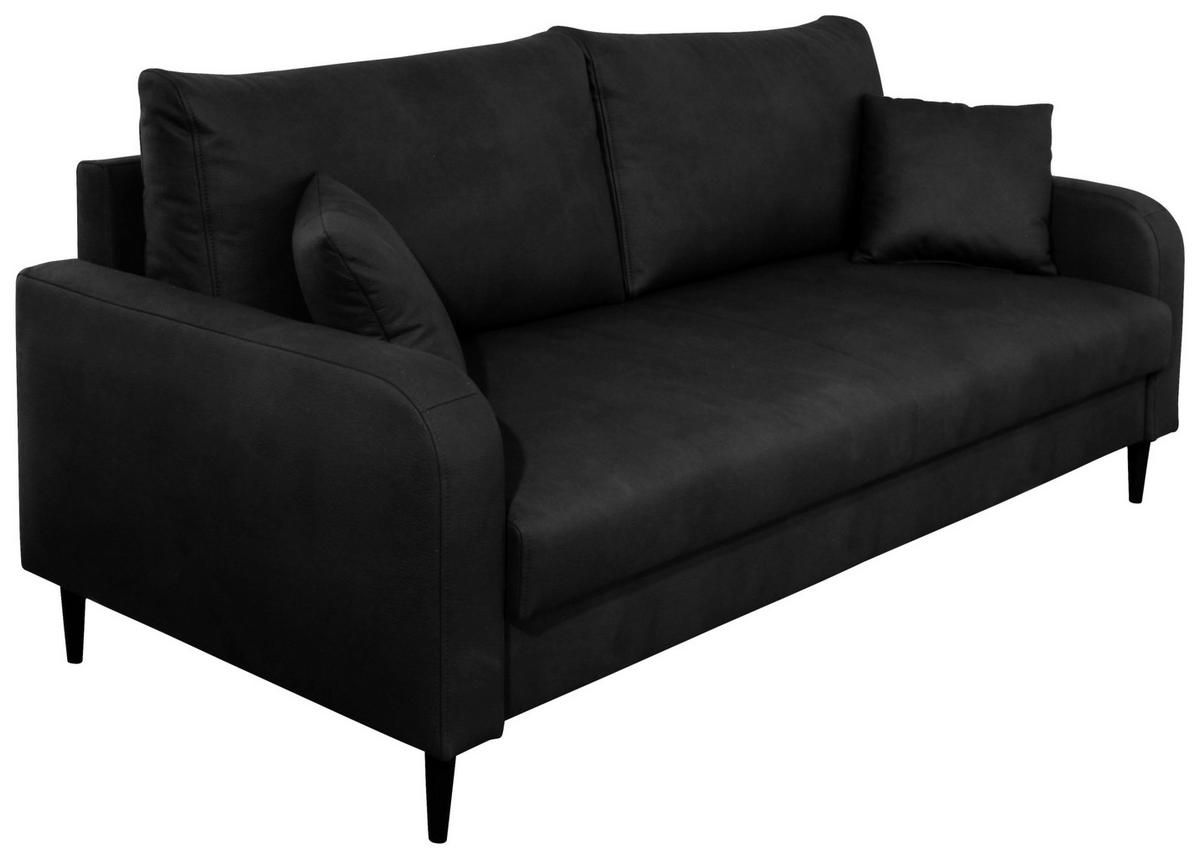 3-SITZER-SOFA in Lederlook Grau  - Schwarz/Grau, Konventionell, Holz/Textil (228/96/97cm) - Carryhome