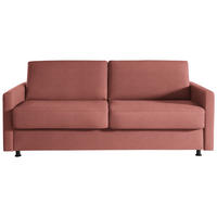 SCHLAFSOFA  in Flachgewebe Lachsfarben  - Schwarz/Lachsfarben, KONVENTIONELL, Textil/Metall (207/88/101cm) - Bali