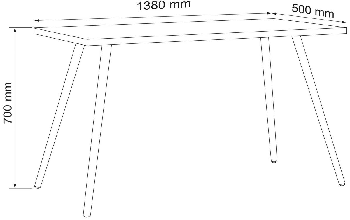 ÍRÓASZTAL  - fekete/méztölgy színű, Design, faalapú anyag/fém (138/50/70cm) - P & B
