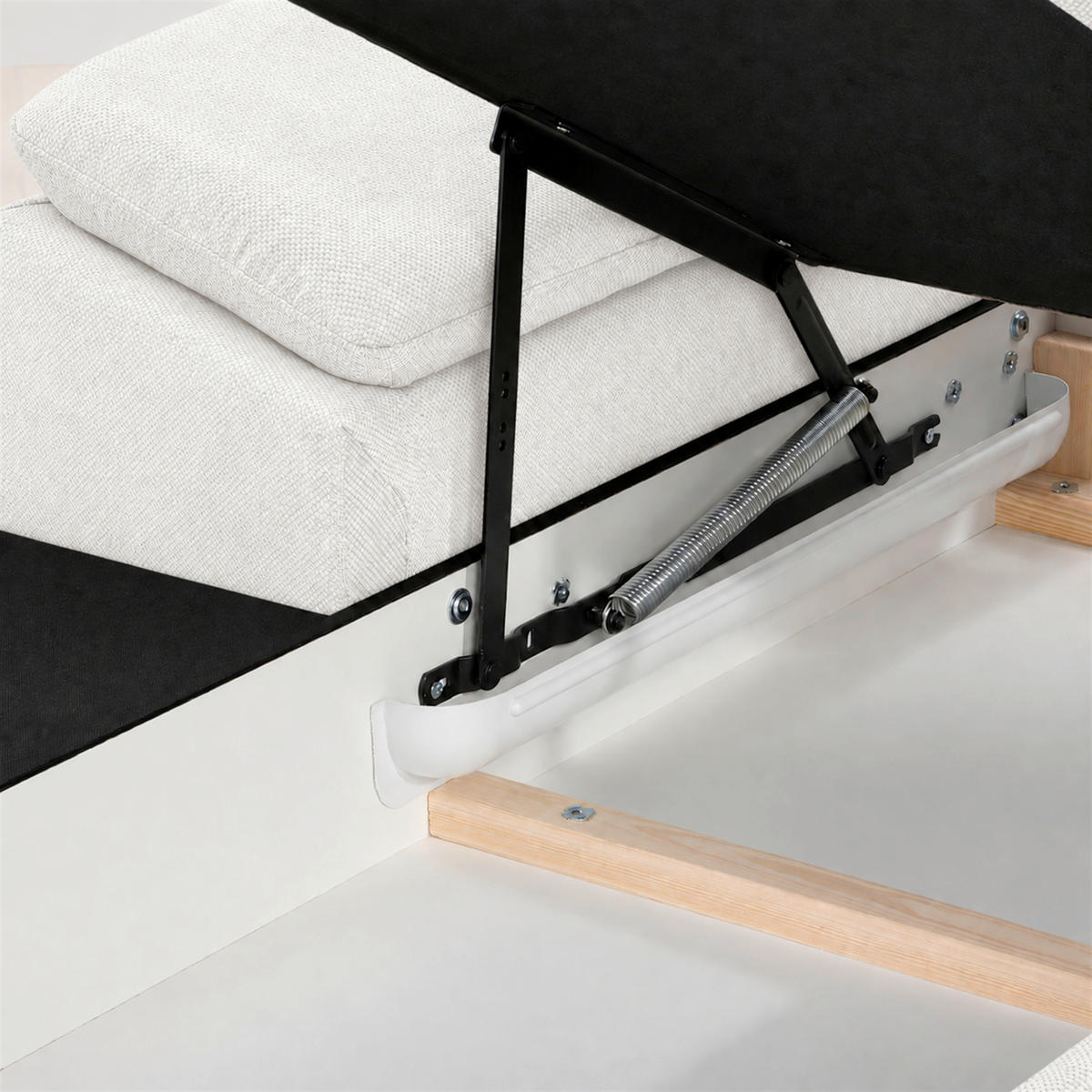 ECKSOFA  Struktur Creme, Weiss  - Weiss/Creme, Basics, Holz/Holzwerkstoff (281/166cm) - MID.YOU