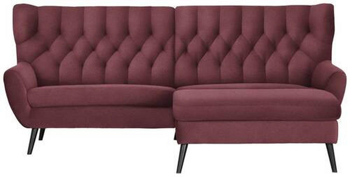 ECKSOFA in Mikrofaser Weinrot  - Weinrot/Schwarz, Design, Holz/Textil (237/165cm) - Stylife