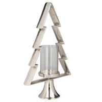 KERZENHALTER - Klar/Chromfarben, LIFESTYLE, Glas/Metall (31/11.5/50cm)