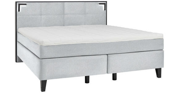 BOXSPRINGBETT 180/200 cm  in Mintgrau  - Mintgrau/Schwarz, Design, Holz/Textil (180/200cm) - Hom`in