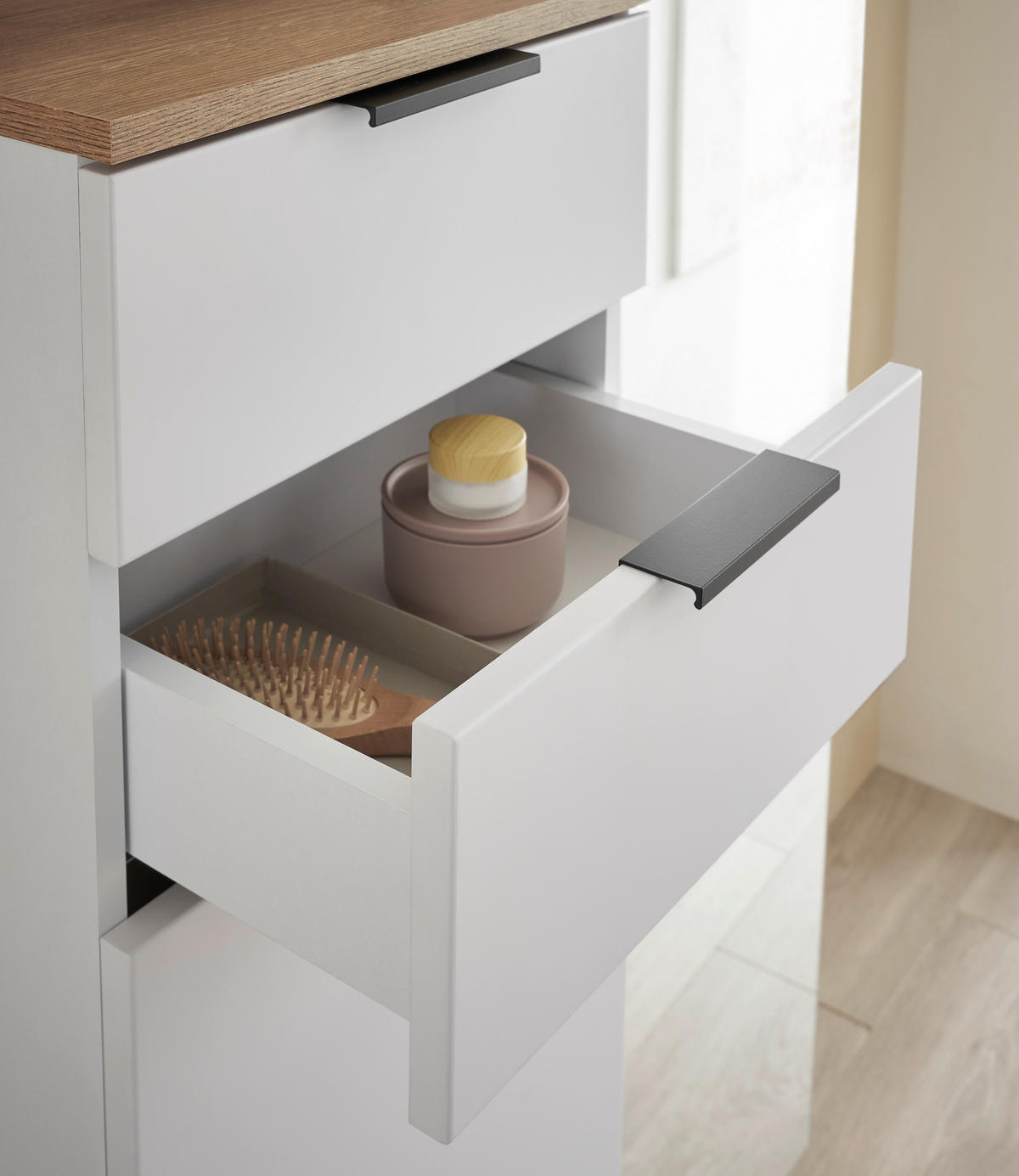 HOCHSCHRANK 78/200/35 cm  - Eichefarben/Schwarz, KONVENTIONELL, Holzwerkstoff/Metall (78/200/35cm) - home24