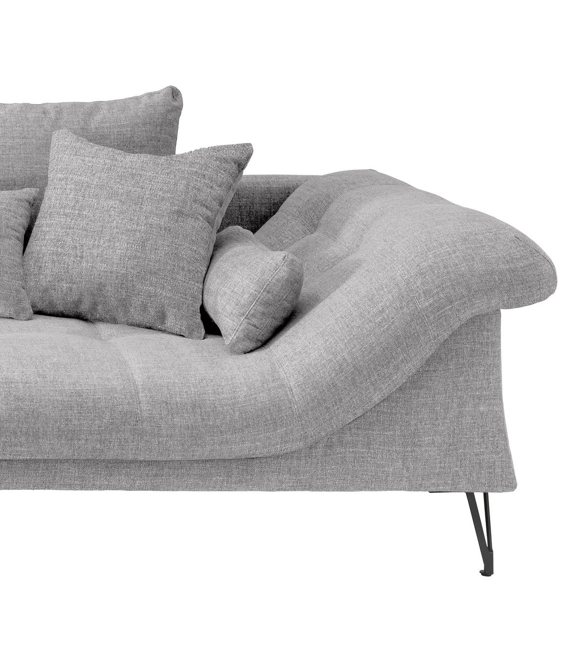 ECKSOFA in Mikrofaser Hellgrau  - Hellgrau/Schwarz, Konventionell, Textil/Metall (192/310cm) - Livetastic