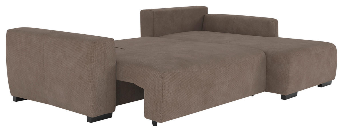 ECKSOFA  in Mikrofaser Taupe  - Taupe/Schwarz, Trend, Kunststoff/Textil (252/170cm) - MID.YOU
