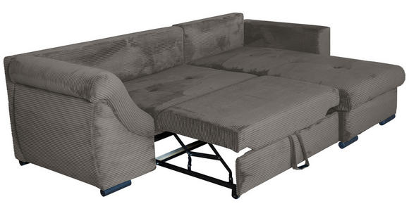 ECKSOFA in Cord Mokka  - Schwarz/Mokka, KONVENTIONELL, Textil/Metall (258/168cm) - Carryhome