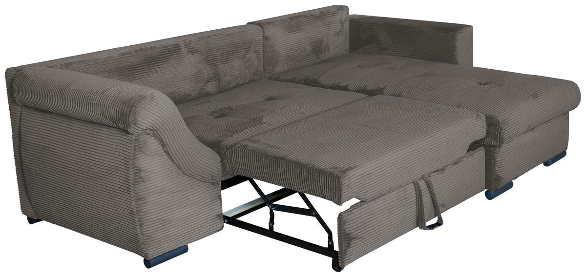 ECKSOFA Mokka Cord  - Schwarz/Mokka, KONVENTIONELL, Textil/Metall (258/168cm) - Carryhome