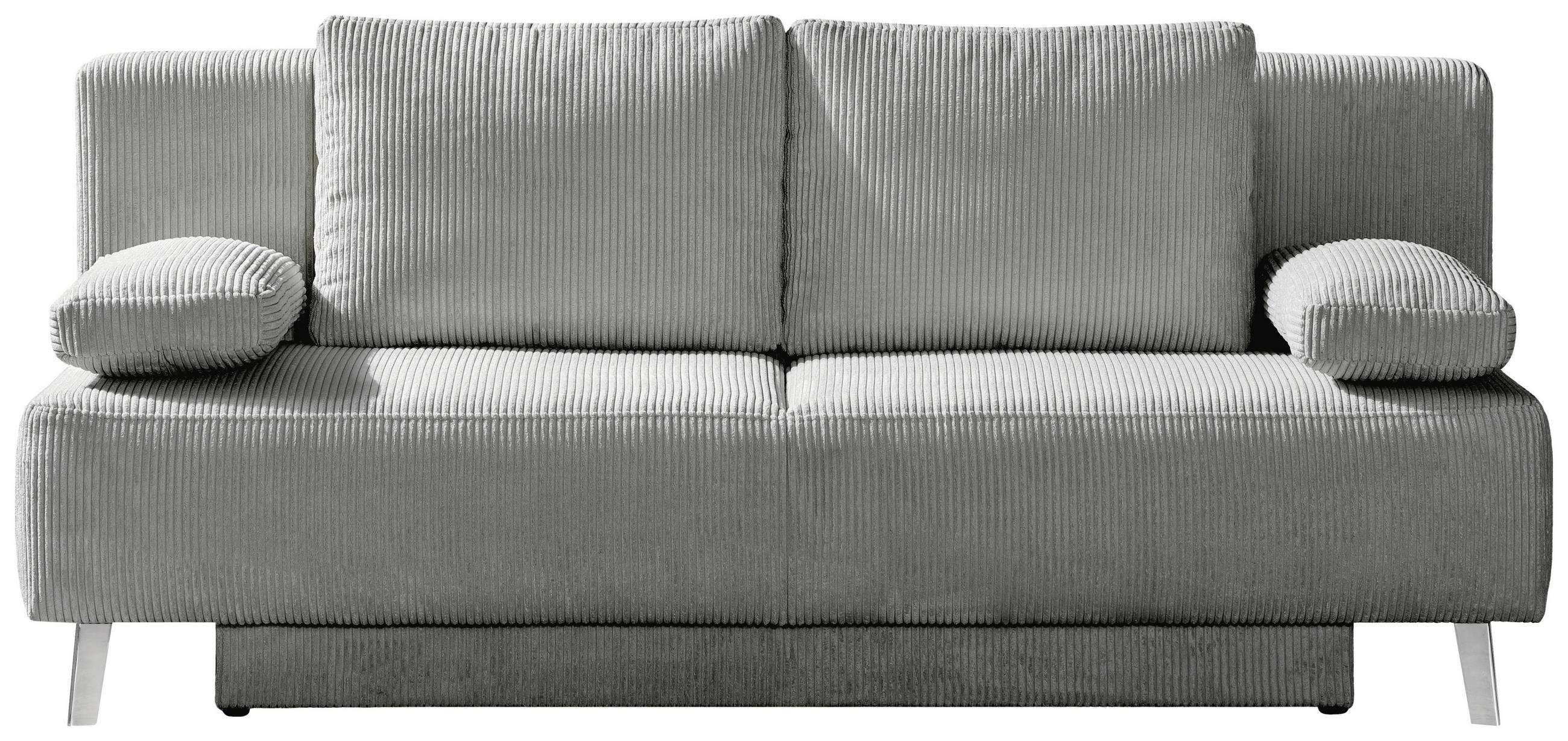 SCHLAFSOFA Cord Hellgrau Fussart wählbar, Stoffauswahl, Rücken echt  - Hellgrau, Modern, Textil/Metall (193/85/88cm) - Novel
