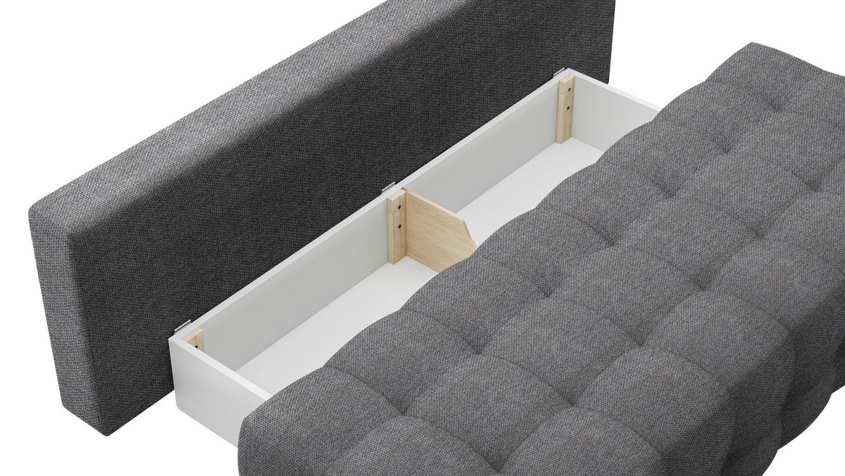 SCHLAFSOFA Jensen  mit Stoffauswahl, Schlafen auf Sitzhöhe, Rücken echt Struktur Dunkelgrau  - Dunkelgrau/Schwarz, KONVENTIONELL, Kunststoff/Textil (209/96/100cm) - Stylife