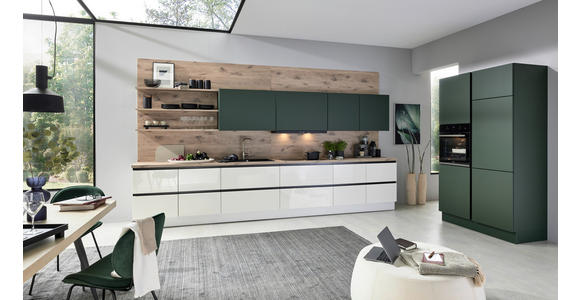 EINBAUKÜCHE   - Eichefarben/Schwarz, Design, Holzwerkstoff - Novel