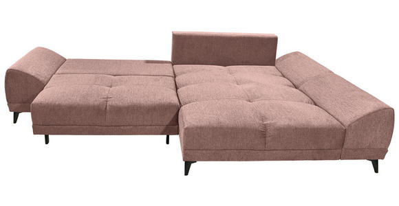 ECKSOFA in Webstoff Hellrosa  - Hellrosa/Schwarz, KONVENTIONELL, Kunststoff/Textil (310/185cm) - Carryhome