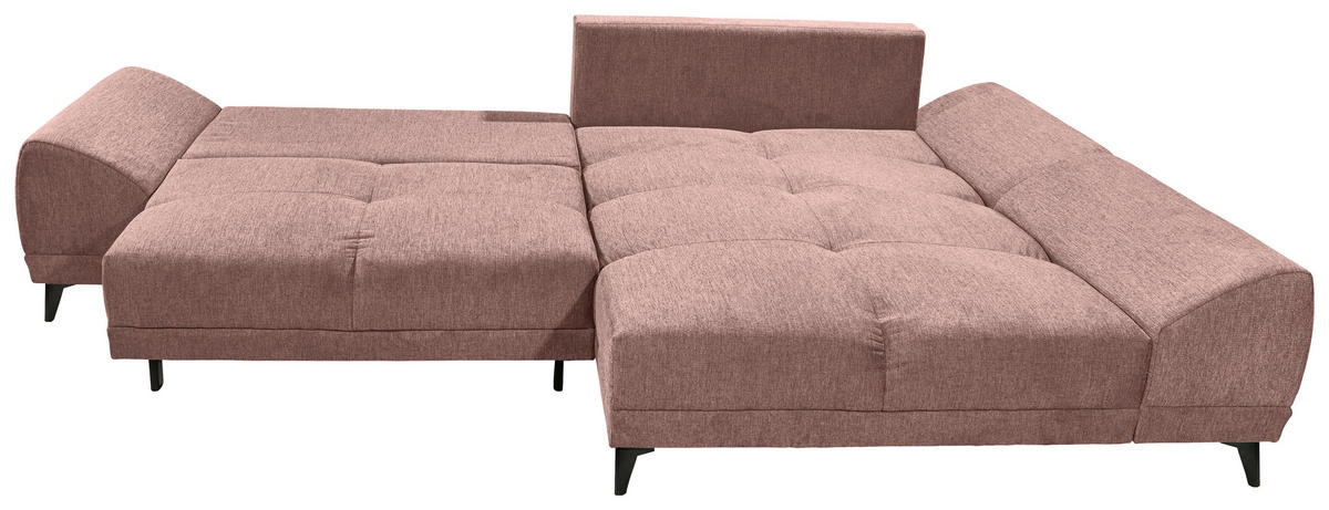 HÖRNSOFFA i vävt tyg ljusrosa  - ljusrosa/svart, Klassisk, textil/plast (310/185cm) - MID.YOU