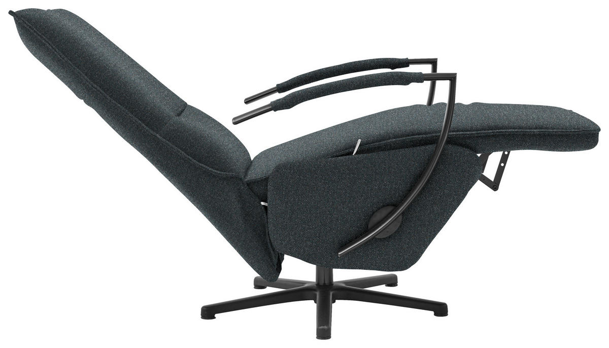 RELAXSESSEL in Textil Schwarz, Blaugrau  - Blaugrau/Schwarz, Design, Textil/Metall (66/110-114/84cm) - Moderano