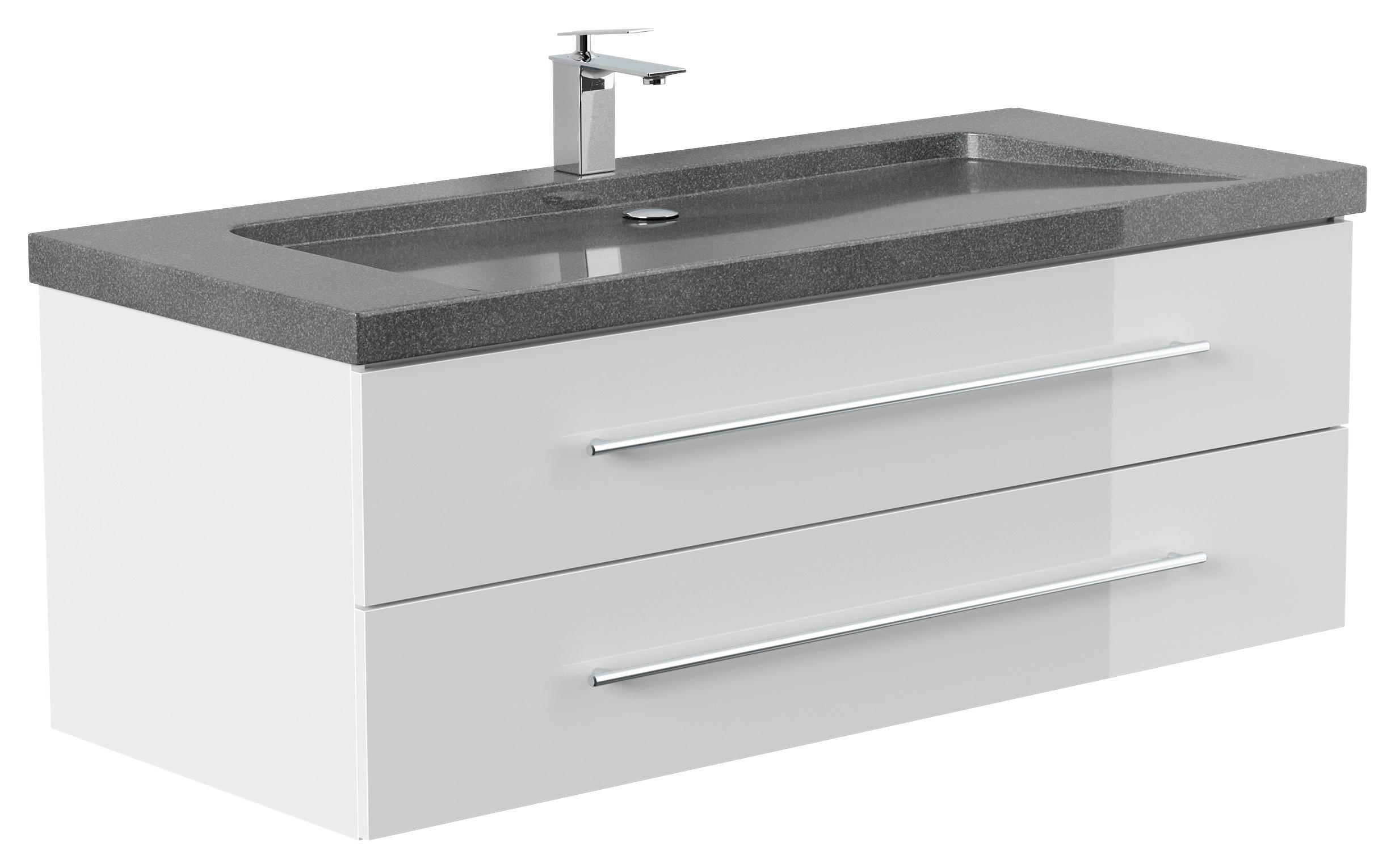 WASCHTISCHKOMBI 130 cm  - Weiß Hochglanz, Basics, Holzwerkstoff/Stein (130cm) - MID.YOU