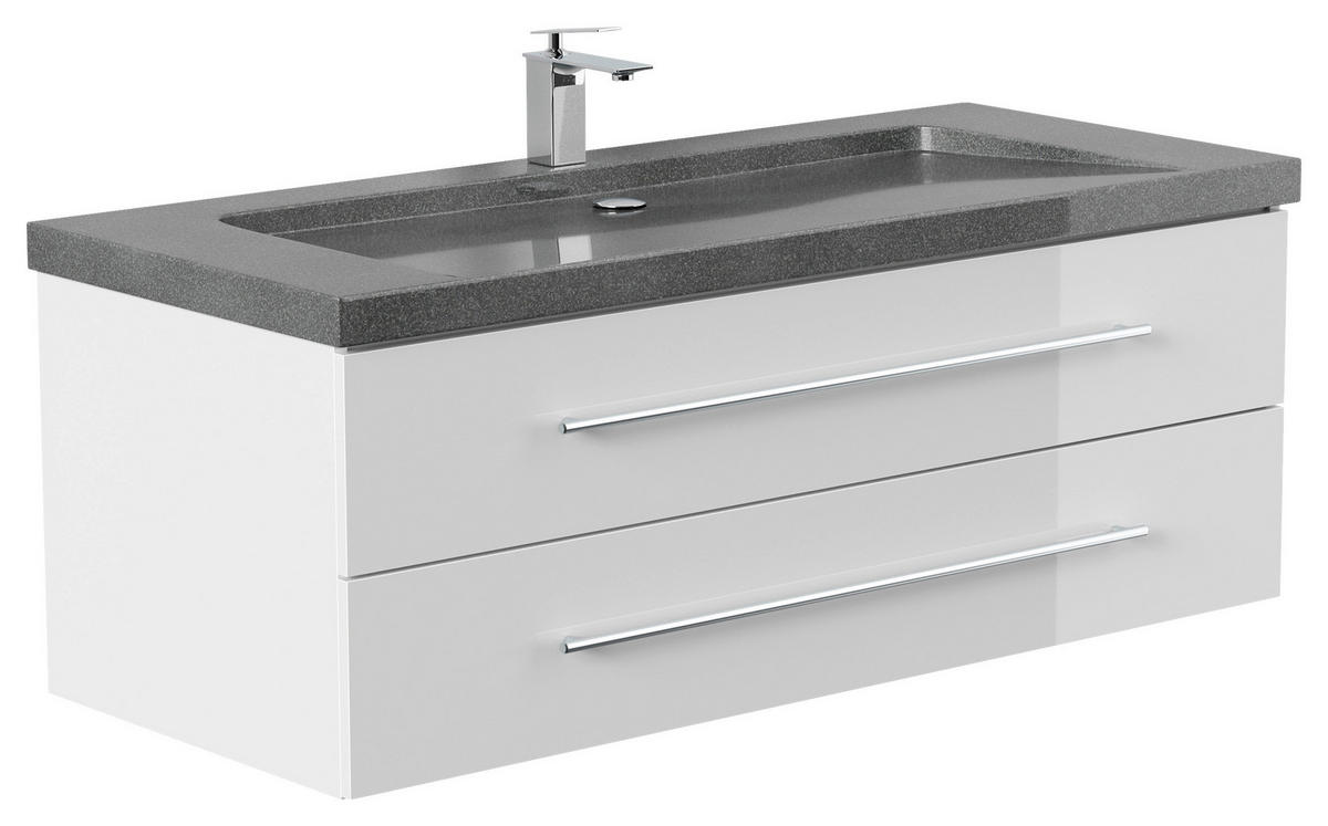 WASCHTISCHKOMBI 130 cm  - Weiß Hochglanz, Basics, Holzwerkstoff/Stein (130cm) - MID.YOU