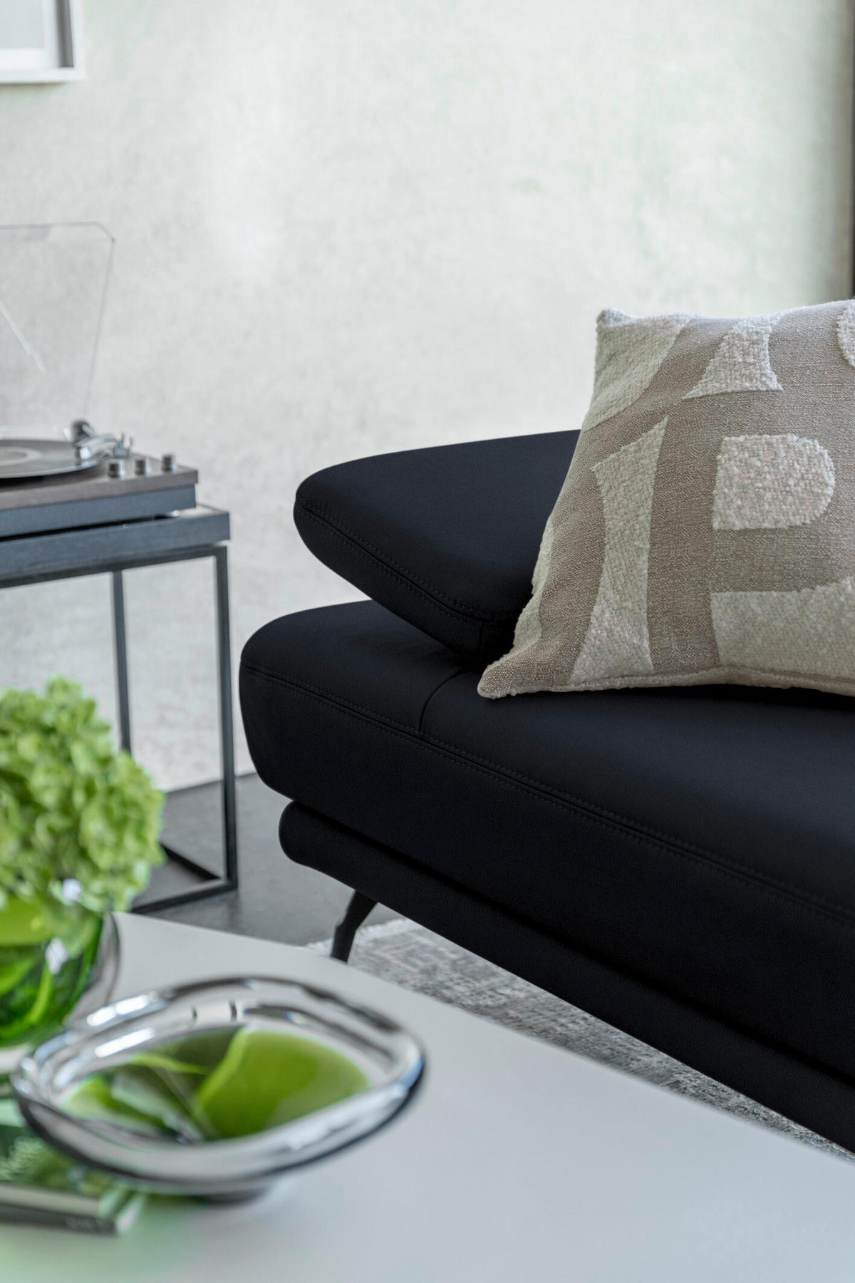 ECKSOFA Echtleder Dunkelblau  - Schwarz/Dunkelblau, Konventionell, Leder/Metall (180/301cm) - Joop!