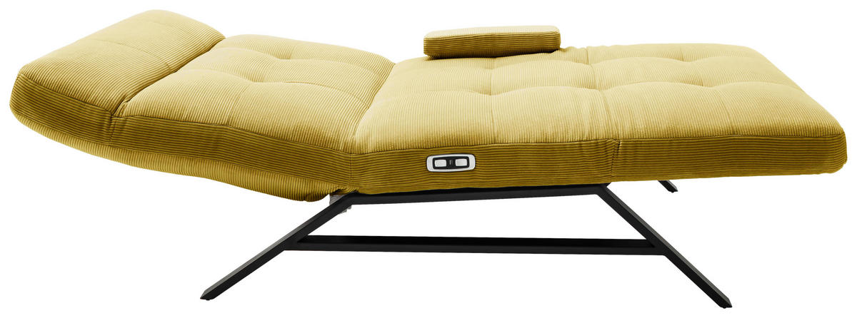 RELAXLIEGE in Feincord Hellgrün  - Schwarz/Hellgrün, Design, Textil/Metall (120/54-113/158-198cm) - Pure Home Lifestyle