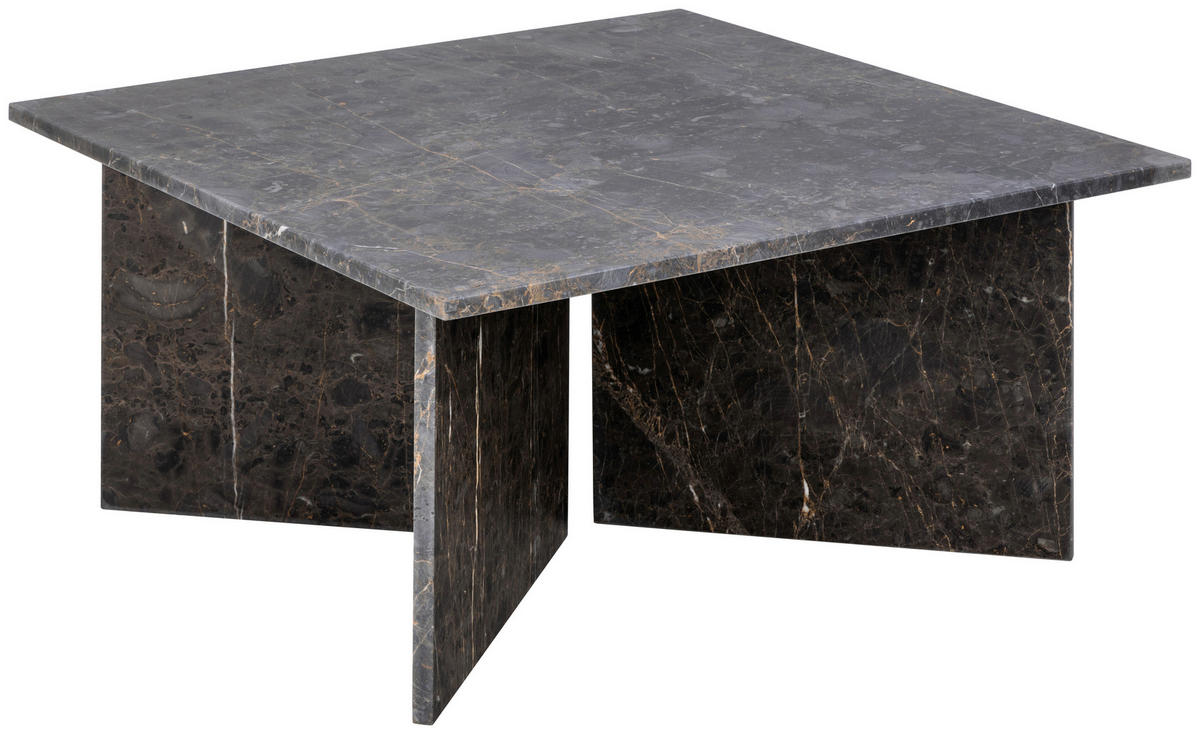 COUCHTISCH in Stein 90/90/42 cm  - Schwarz/Braun, Design, Stein (90/90/42cm) - Livetastic