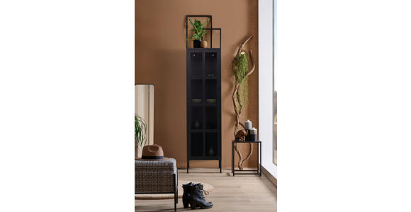 VITRINE in Schwarz - Schwarz, Design, Glas/Metall (50/180/35cm) - Xora