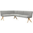 ECKBANK 172/218 cm Webstoff Hellgrau Eiche vollmassiv   - Eichefarben/Hellgrau, KONVENTIONELL, Holz/Textil (172/218cm) - Linea Natura
