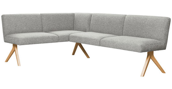 ECKBANK 172/218 cm Webstoff Hellgrau Eiche vollmassiv   - Eichefarben/Hellgrau, KONVENTIONELL, Holz/Textil (172/218cm) - Linea Natura