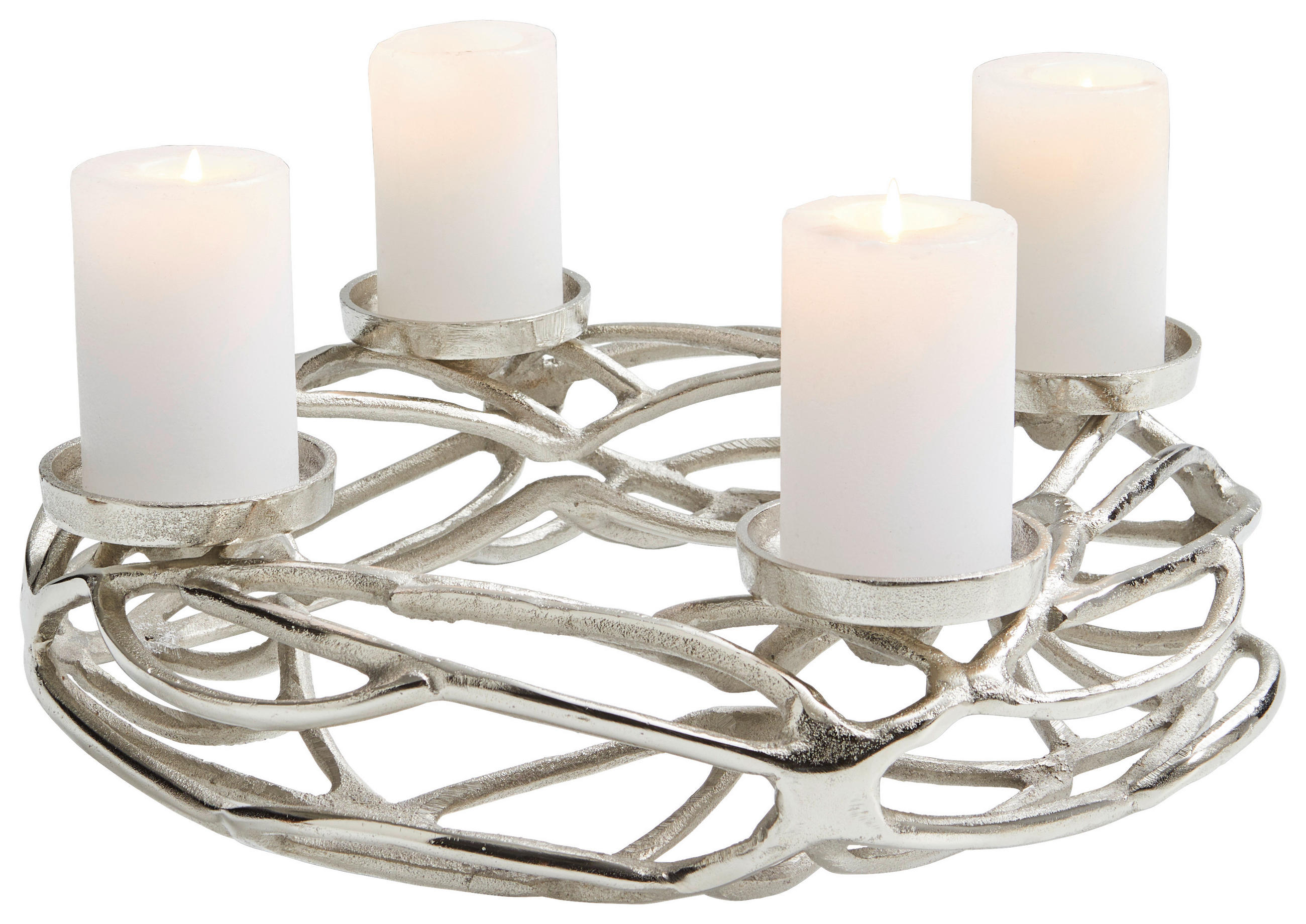 ADVENTSKERZENHALTER  - Nickelfarben, KONVENTIONELL, Metall (40,5/40/10,5cm) - X-Mas