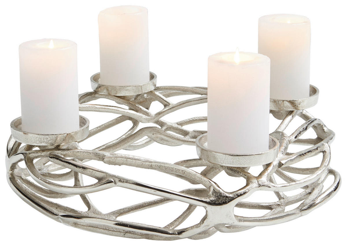 ADVENTSKERZENHALTER  - Nickelfarben, KONVENTIONELL, Metall (40,5/40/10,5cm) - X-Mas