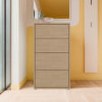 KOMMODE , 55/99/35 cm, 4 Schublade(n)  - Eichefarben/Silberfarben, Trend, Holzwerkstoff/Kunststoff (55/99/35cm) - Carryhome