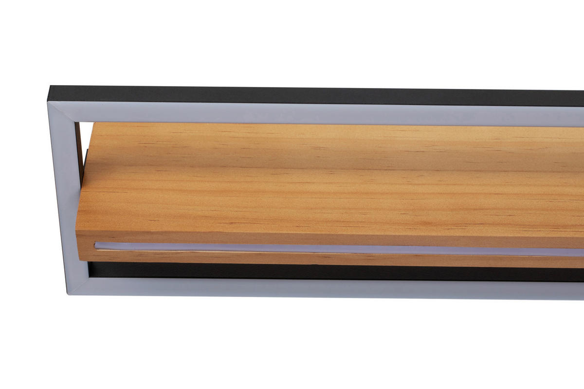 LED-DECKENLEUCHTE Nunki 114/12/11,5 cm   - Schwarz/Kieferfarben, Design, Holz/Kunststoff (114/12/11,5cm) - Novel
